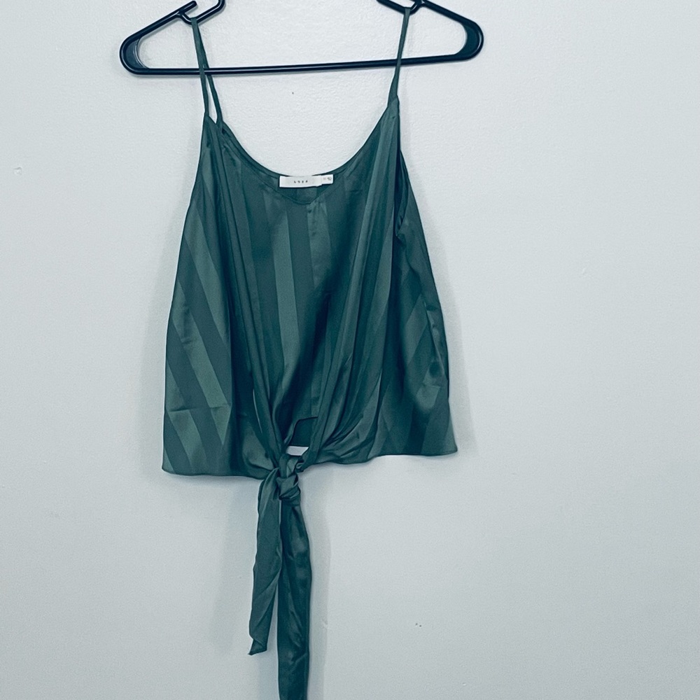 Green tie front tank